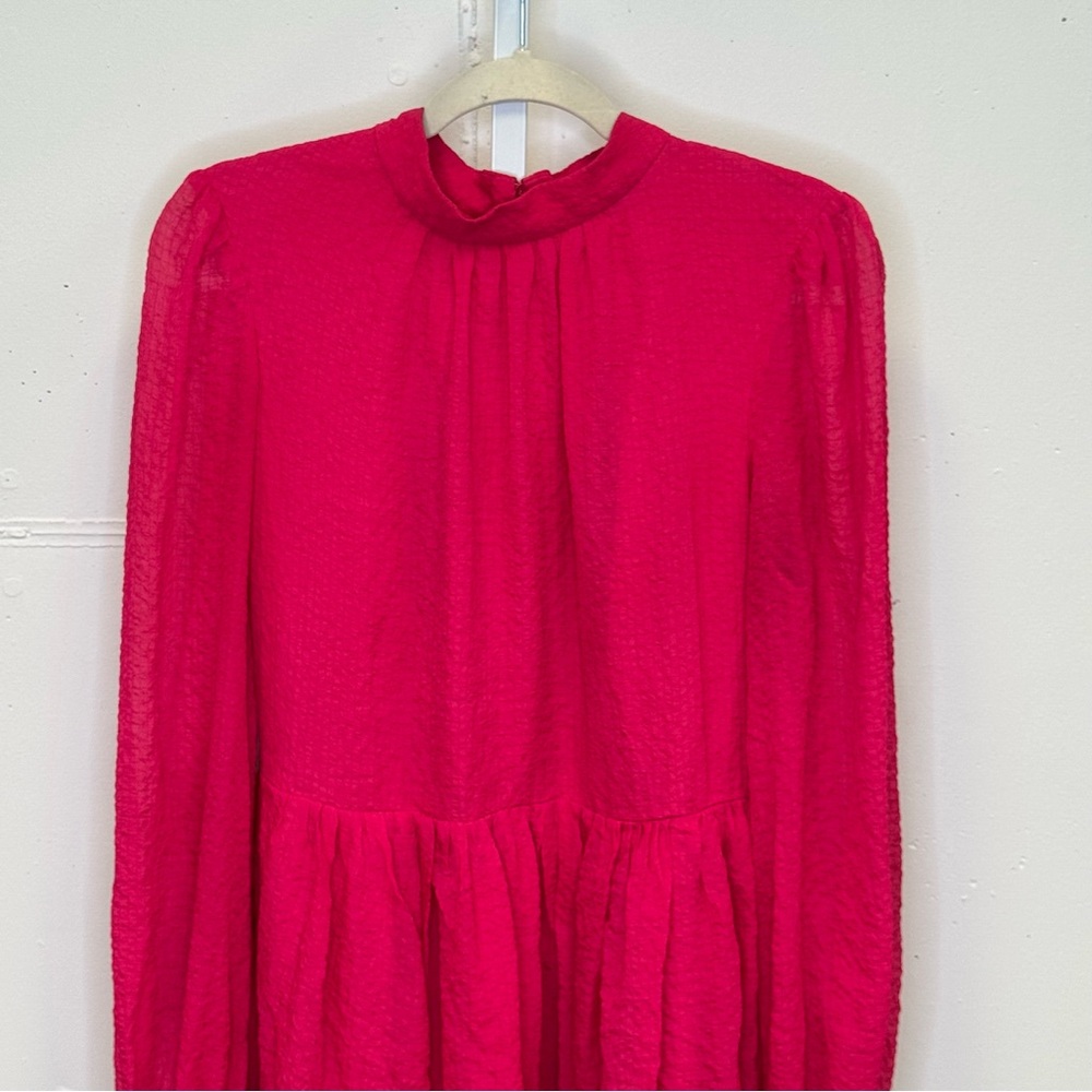 $328 Trina Turk Bloom Mockneck Minidress Radio City Rose Flowy A-line Sz 12 - Picture 5 of 16
